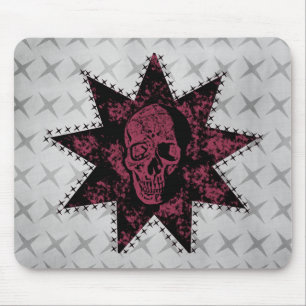 Punk-Totenkopf-Mauspad (Dunkles Rosa) Mousepad