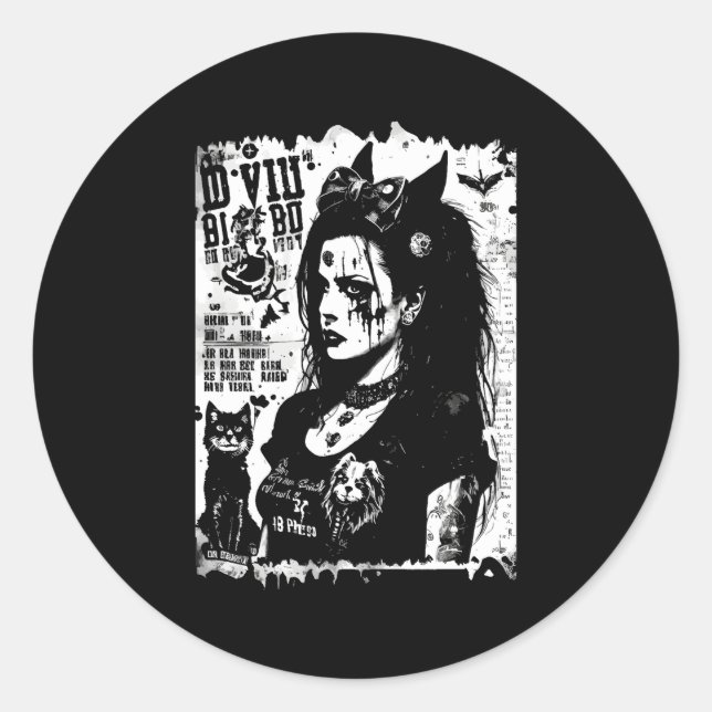 Punk Trad Goth Fotocopy Fanzine Flyer Versio Runder Aufkleber (Vorderseite)