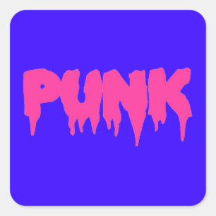 Punk-Tropfen-Schriftart-Aufkleber - rosa Text Quadratischer Aufkleber