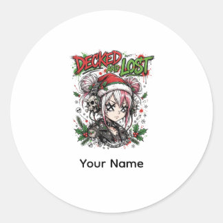 Punk-Weihnachts-Anime-Aufkleber-Geschenk für Mädch Runder Aufkleber