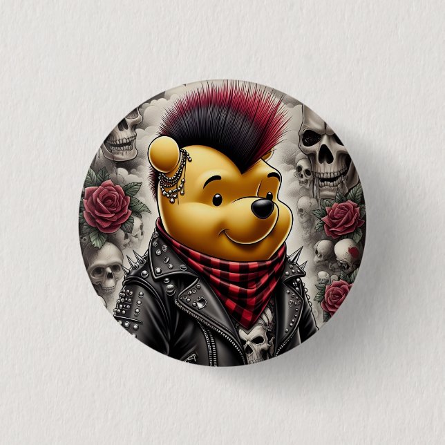 Punk Winnie the Pooh 1 Button (Vorderseite)