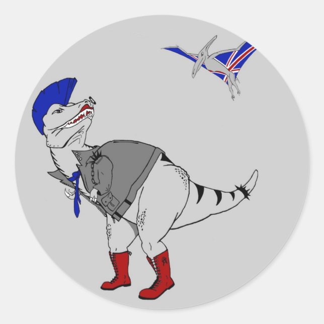 Punkasaurus Rex Runder Aufkleber (Vorderseite)