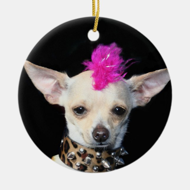 PunkChihuahuaverzierung Keramik Ornament (Vorne)