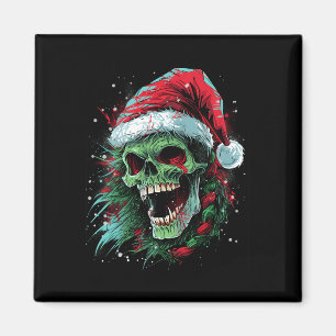 Punked-up Holiday Skull Erhöhen Sie Ihr Weihnachts Magnet