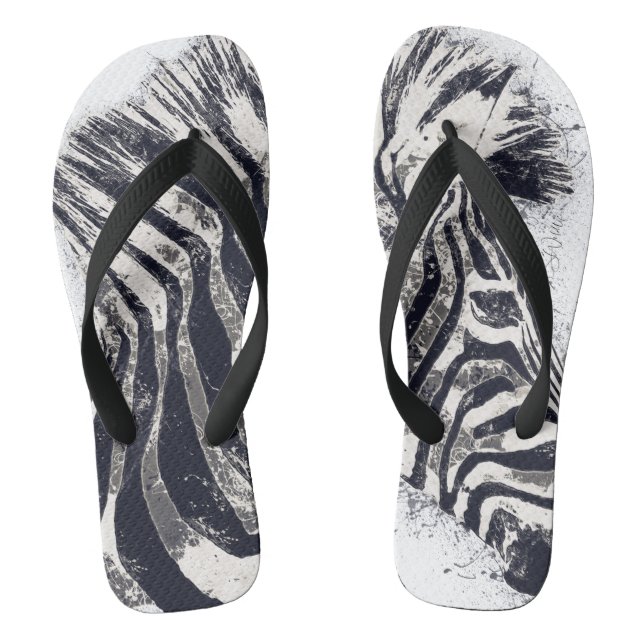 PUNKED - Zebra Flip Flops (Fußbett)