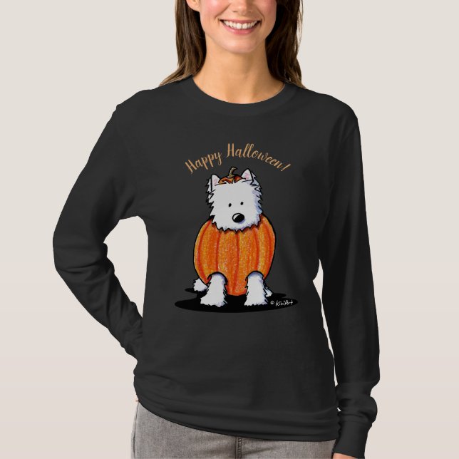 Punkin Westie Ladies Dark LS T-shirt (Devant)