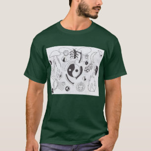 Punkrock-Gekritzel #25 Yin und Yang dunkelgrün T-Shirt