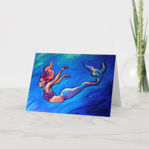 "Punkrock-Meerjungfrau-" Kunst-Druck-Gruß-Karte Karte