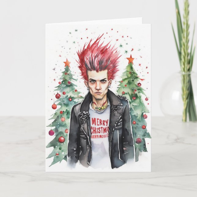 Punkrocker-Weihnachtskarte Karte (Vorderseite)