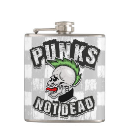 Punks Not Dead Skull Mohawk Punk Rock Rocker Flachmann