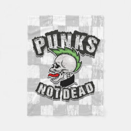 Punks Not Dead Skull Mohawk Punk Rock Rocker Fleecedecke