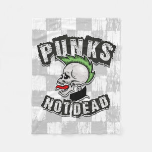 Punks Not Dead Skull Mohawk Punk Rock Rocker Fleecedecke