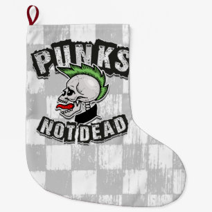 Punks Not Dead Skull Mohawk Punk Rock Rocker Großer Weihnachtsstrumpf