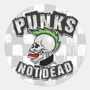 Punks Not Dead Skull Mohawk Punk Rock Rocker Runder Aufkleber