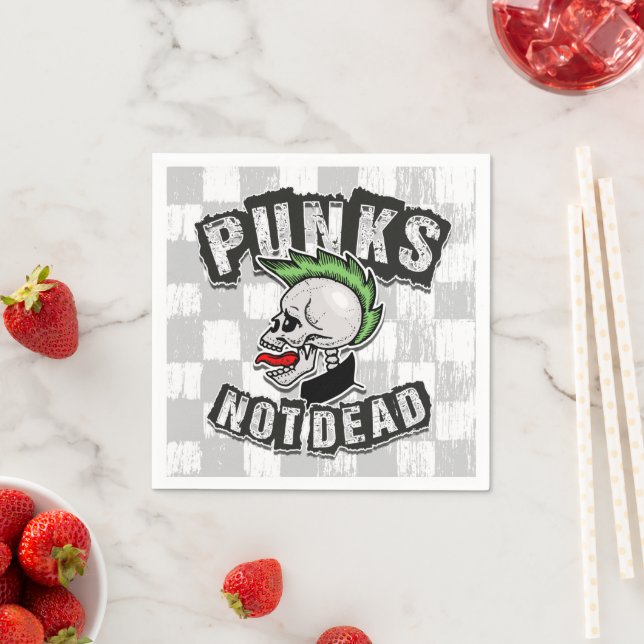 Punks Not Dead Skull Mohawk Punk Rock Rocker Serviette (Beispiel)