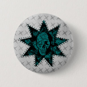 Punkschädel-Knopf (aquamarin) Button