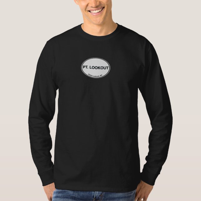 Punkt-Ausblick, NY 11569 langes Hülsen-Logo T T-Shirt (Vorderseite)