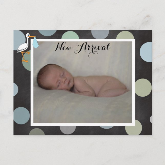 Punkt Baby Boy Geburtsankündigung Postkarte (Vorderseite)
