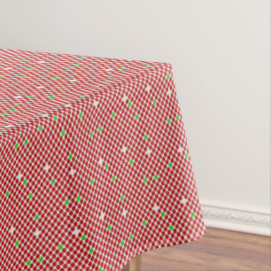 Punkt-diagonales grafisches Muster-rotes weißes Tischdecke