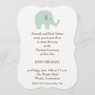 Punkt Elephant Baby Boy Namemony Einladung