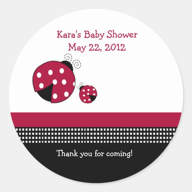 Punkt Ladybug Baby Dusche Gefallen Sticker (Vorderseite)