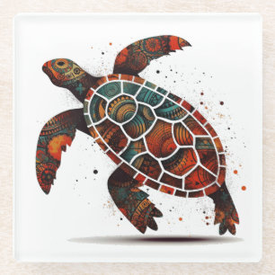 Punkt-Mosaik-Schildkröte Glasuntersetzer