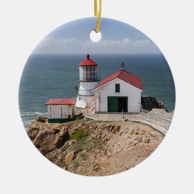 Punkt-Reyes-Leuchtturm, Marin County, Kalifornien Keramik Ornament (Vorne)