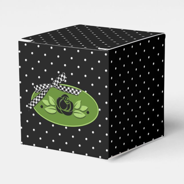 Punkt Rose Schwarzes Quadrat Gastgeschenk Box Geschenkschachtel (Vorderseite)