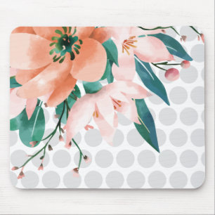 Punktblumen-Mauspad mit Wasserfarben-Blüte Mousepad