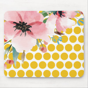 Punktblumen-Mauspad mit Wasserfarben-Blüte Mousepad
