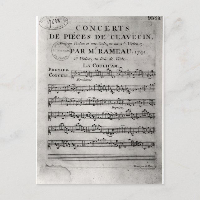 Punktbogen für "Concerts de Pieces de Postkarte (Vorderseite)