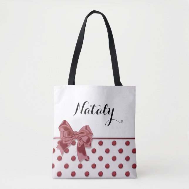 Pünktchenmuster mit Schleife. Monogramm. Tasche (Vorderseite)