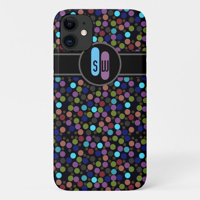 Punkte, Aufkleber und Initialen Case-Mate iPhone Hülle (Rückseite)