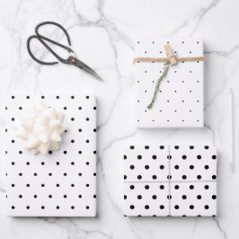 Punkte aus schwarzem und weißem Button Geschenkpapier Set