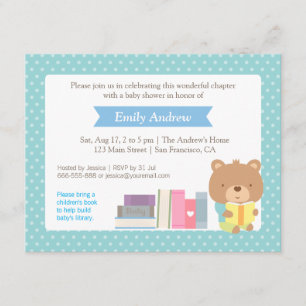 Punkte Buch Thema Süßer Teddybär Babyparty Einladung