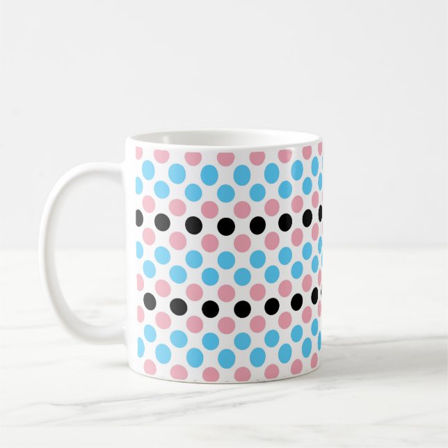 Punkte für die schwarze Transgender-Flag-Farbe Kaffeetasse (Links)