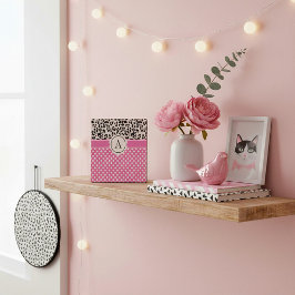 Punkte für Mädchen und Tiere drucken Monogramm Fotoplatte