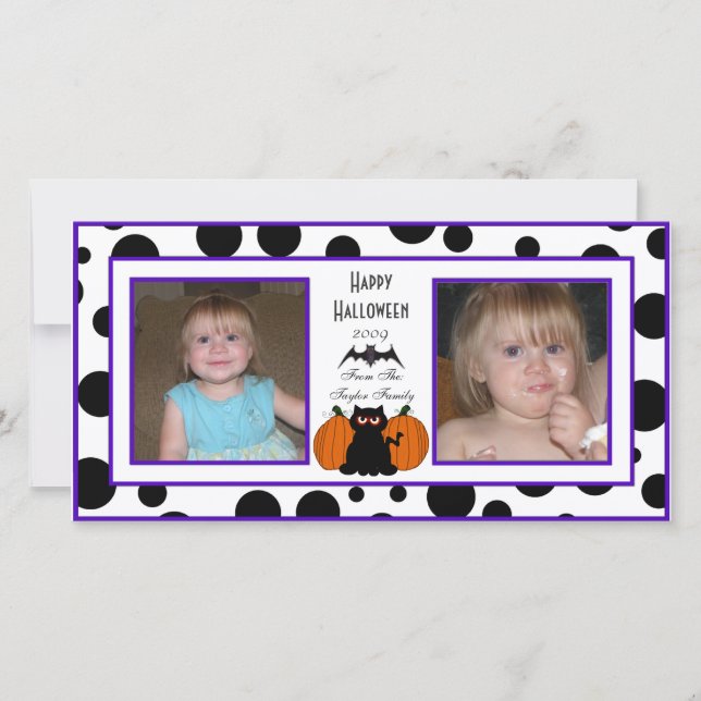 Punkte Halloween-Fotokarten Feiertagskarte (Vorderseite)