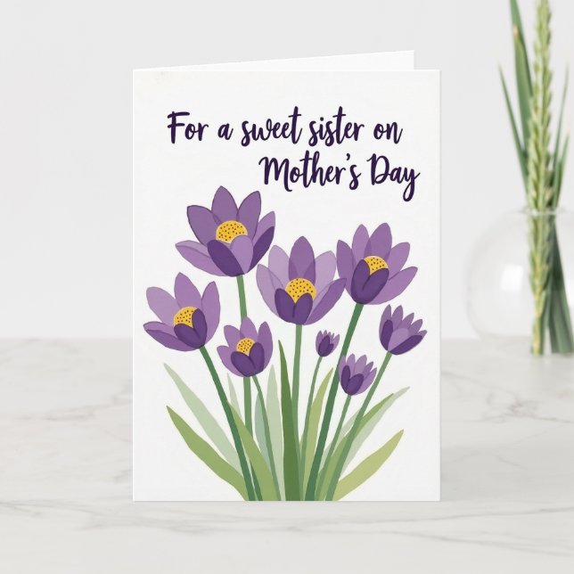 Punkte Lila Blumen Karte (Vorderseite)
