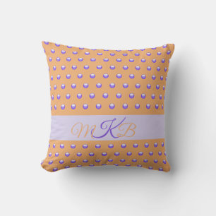 Punkte-Muster Blau Pfirsich Monogramm Dekorativ Kissen