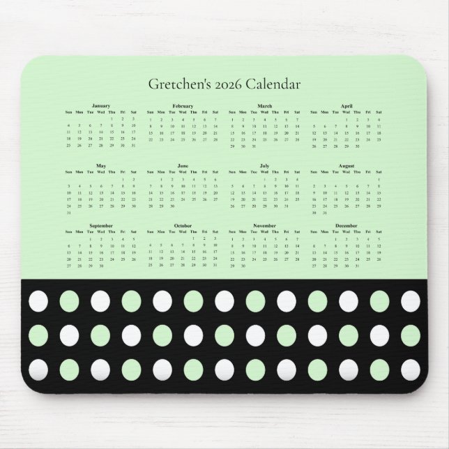 Punkte-Muster – Kalender 2026 Mousepad (Vorne)