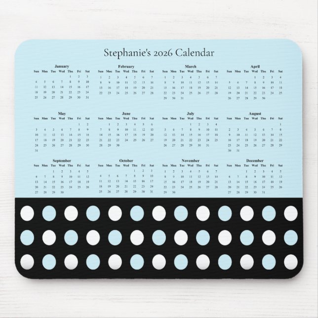 Punkte-Muster – Kalender 2026 Mousepad (Vorne)