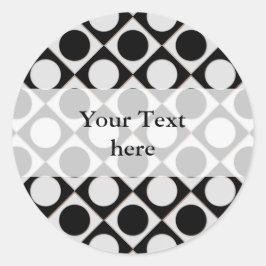Punkte & Quadrate / Schwarz-weiß + Ihre Ideen Runder Aufkleber