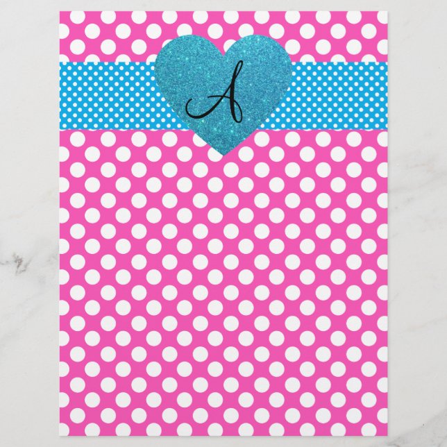 Punkte rosa und weiß Monogramm Flyer (Vorne)