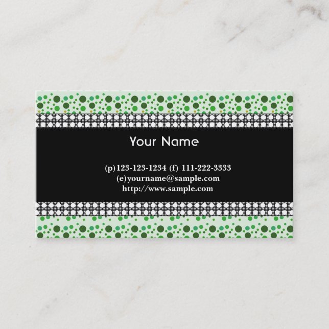 Punkte, schwarz, weiß und grün visitenkarte (Vorderseite)