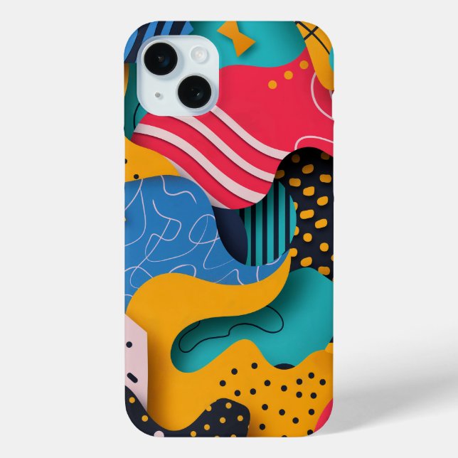 Punkte und Linien auf bunten, wellenförmigen Forme Case-Mate iPhone Hülle (Rückseite)