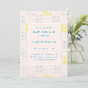 Punkte und Quadrate Rosa und Blau Baby Shower Einl Einladung