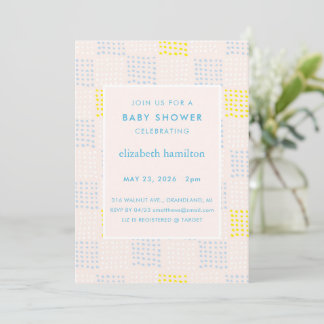 Punkte und Quadrate Rosa und Blau Baby Shower Einl Einladung