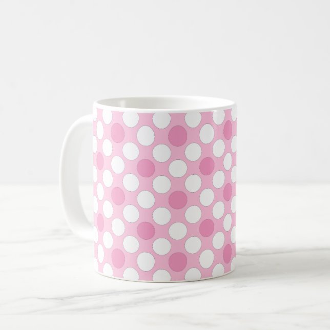 Punkte weiß rosa retro kaffeetasse (Vorderseite Links)