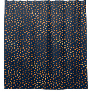 Punktfelder für metallische Polka aus Kupfer Duschvorhang